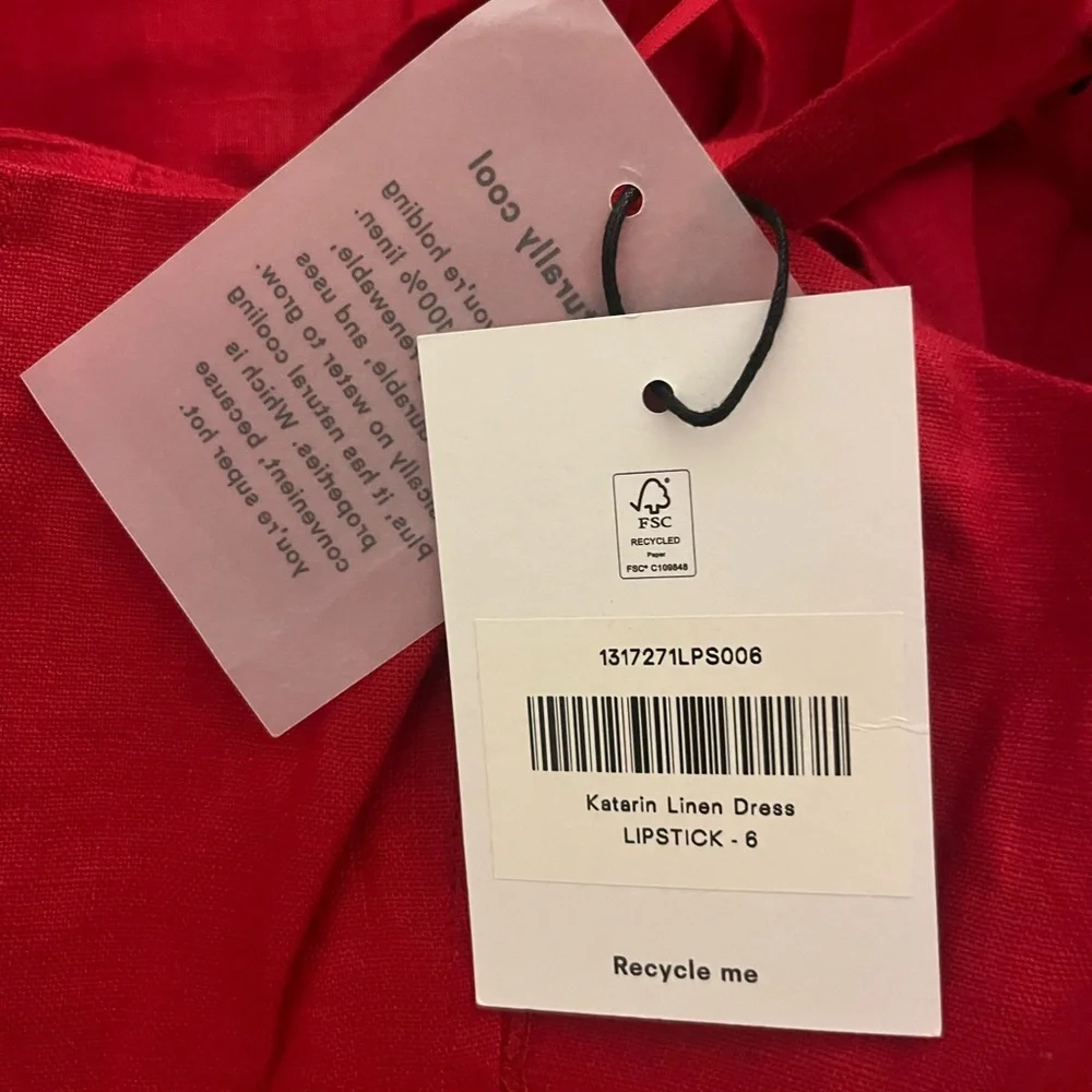 Reformation Katarin Linen Dress In Lipstick, brand new with tags - never worn. - Picture 5 of 6